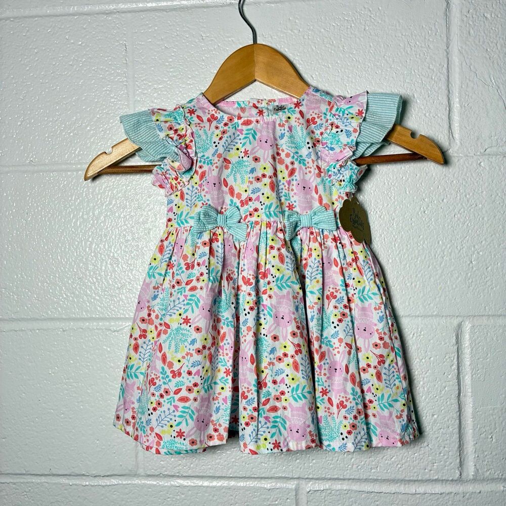 Baby essentials girls bunny floral print dress
